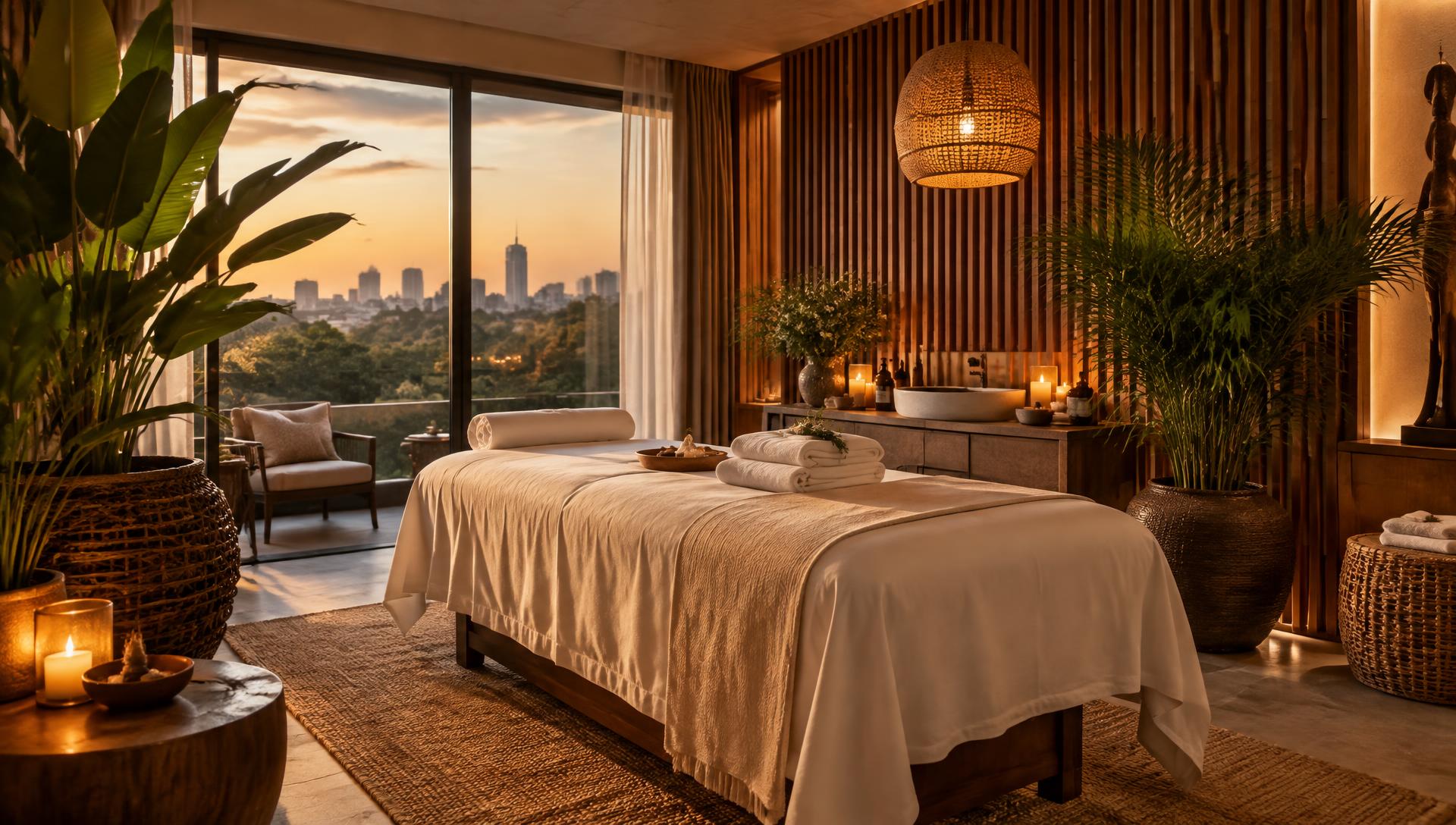 Treatment room with warm light