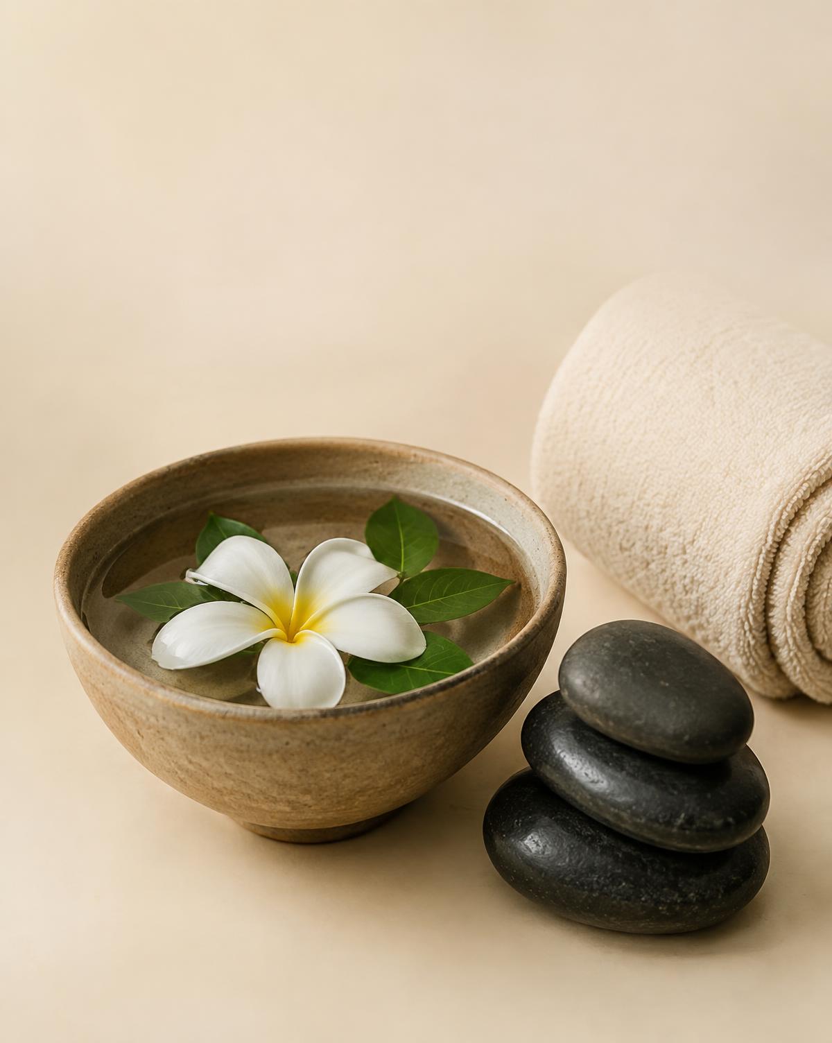 Spa oils and towels